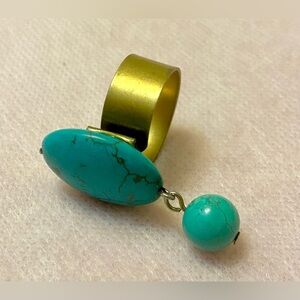 Gold and Turquoise Ring. The metal is brass